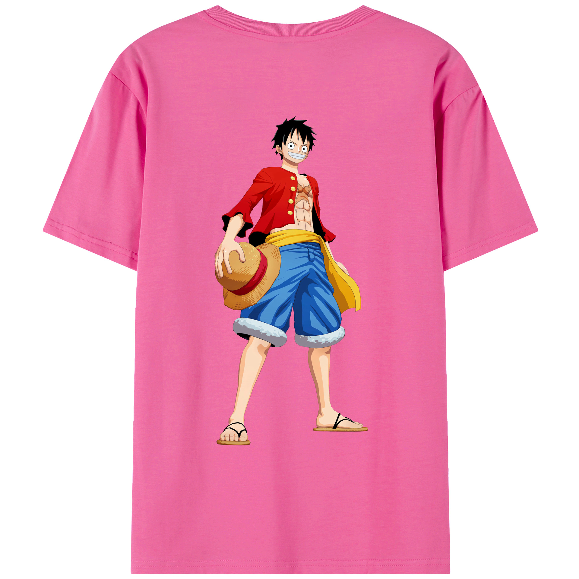 ワンピース モンキー・D・ルフィ ONE PIECE Monkey D. Luffy レディース半袖Tシャツ(バックプリント)